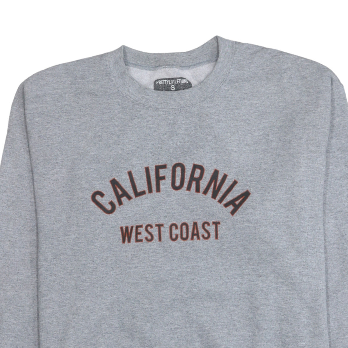 PRETTYLITTLETHING Women's Grey California West Coast Sweatshirt Size S