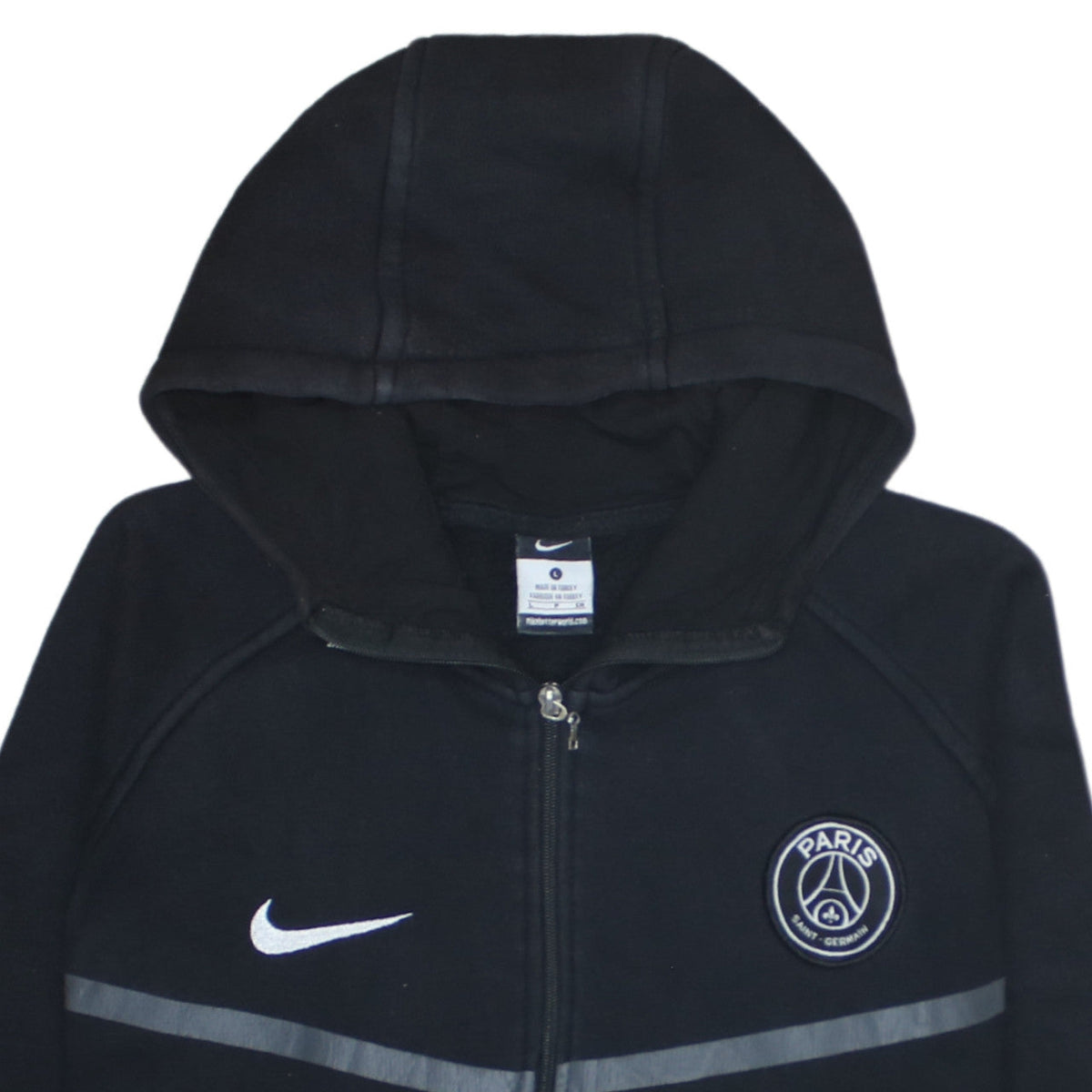 Nike Paris Saint-Germain Black Men's L Full Zip Hoodie Fleece