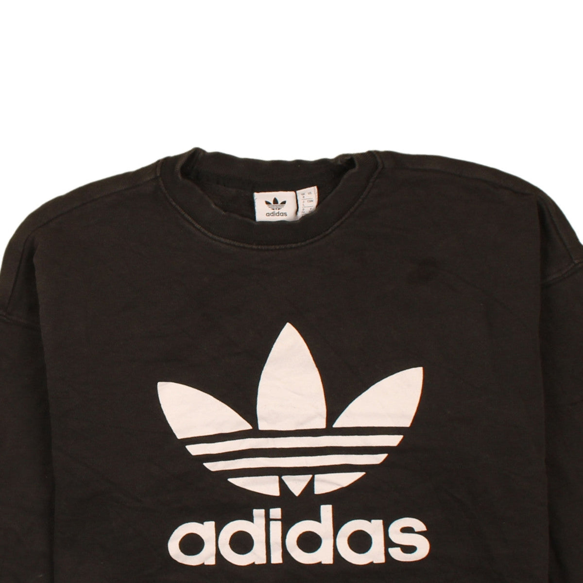 Adidas Womens Black Crew Neck Pullover Sweatshirt Size 8 Logo Print