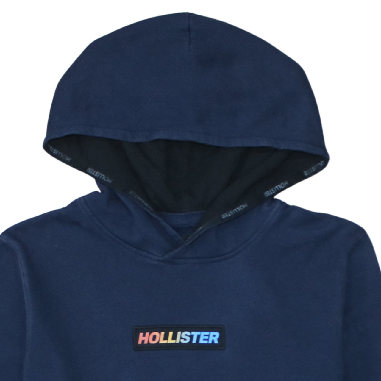 Hollister Men's Blue Pullover Hoodie L Logo Fleece Sweatshirt