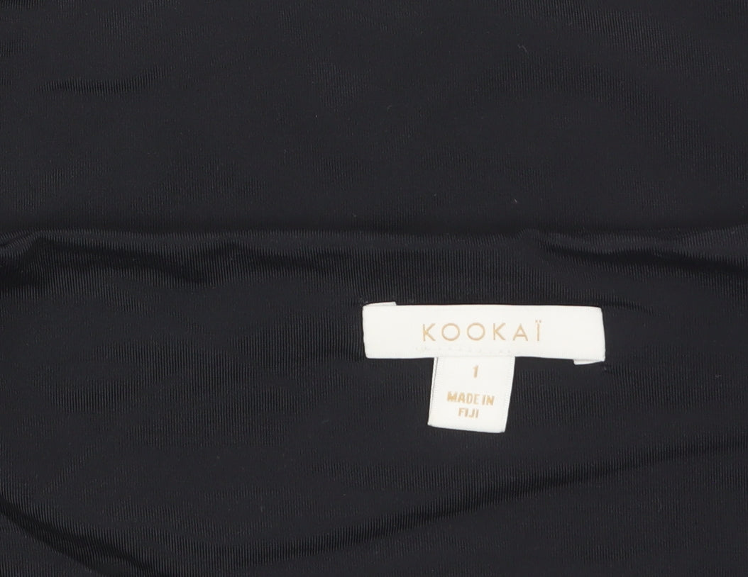 Kookai Women’s Black Cropped Long Sleeve Stretch Top Size S