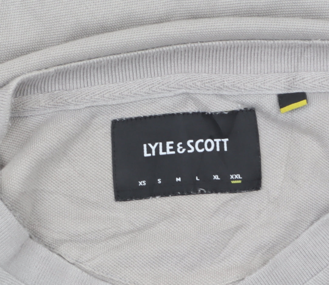 Lyle & Scott Men's Grey 2XL Henley Polo Shirt 100% Cotton