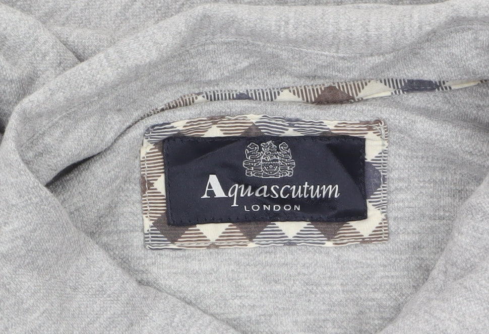 Aquascutum Men Grey Short Sleeve Polo Shirt XL Classic Fit