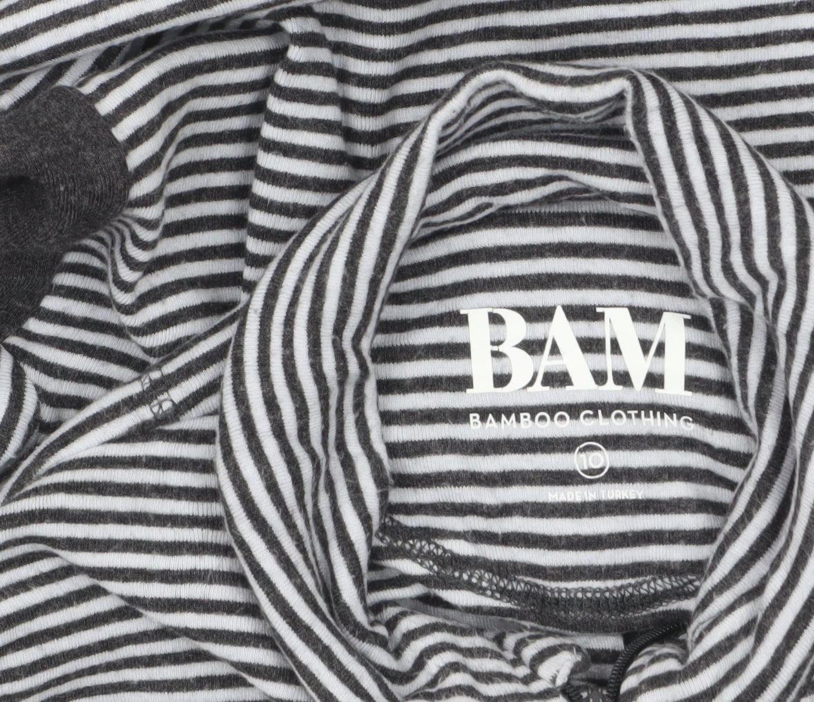 BAM Women Black & White Striped 1/4 Zip Pullover Sweatshirt Size 10