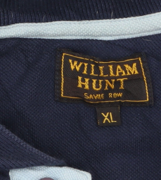 William Hunt Men's Blue XL Polo Shirt Classic Fit Cotton