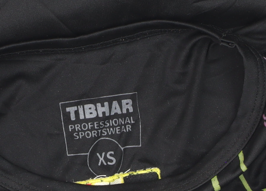 Tibhar Boys Black XS Sports T-Shirt Lightweight Moisture Wicking Top