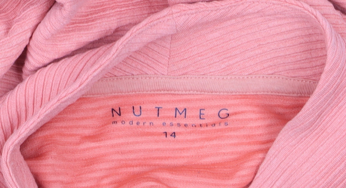 Nutmeg Womens Pink Mock Neck 3/4 Sleeve Pullover Jumper Size 14