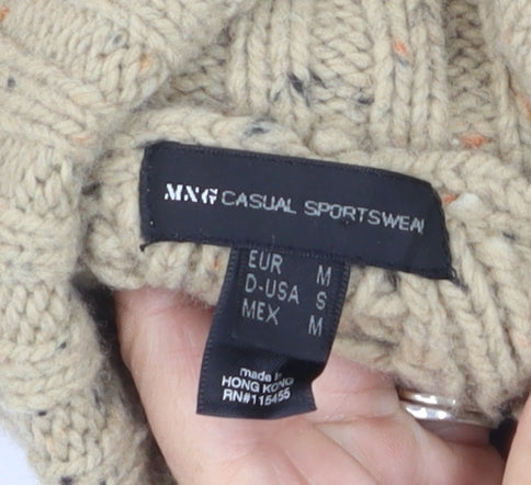 Mango Casual Sportswear Women's Beige Chunky Knit Roll Neck Jumper Size 12