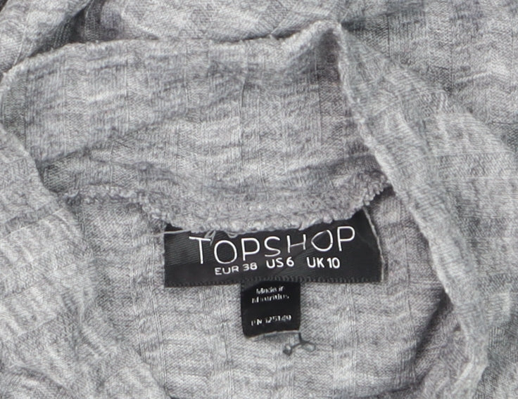 Topshop Women's Grey Roll Neck Long Sleeve Jersey Top Size 10