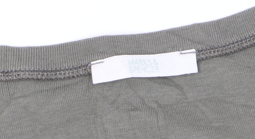 Marks and Spencer Women’s Grey Embellished 3/4 Sleeve Cotton T-Shirt Size M