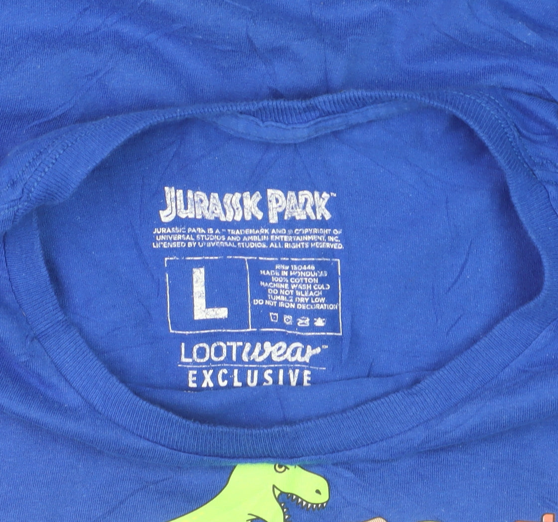 Lootwear Exclusive Men's Blue Jurassic Park Movie Cotton T-Shirt Size L