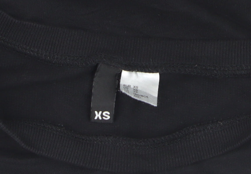 ASOS Women Black XS Pullover Sweatshirt Graphic Print Long Sleeve
