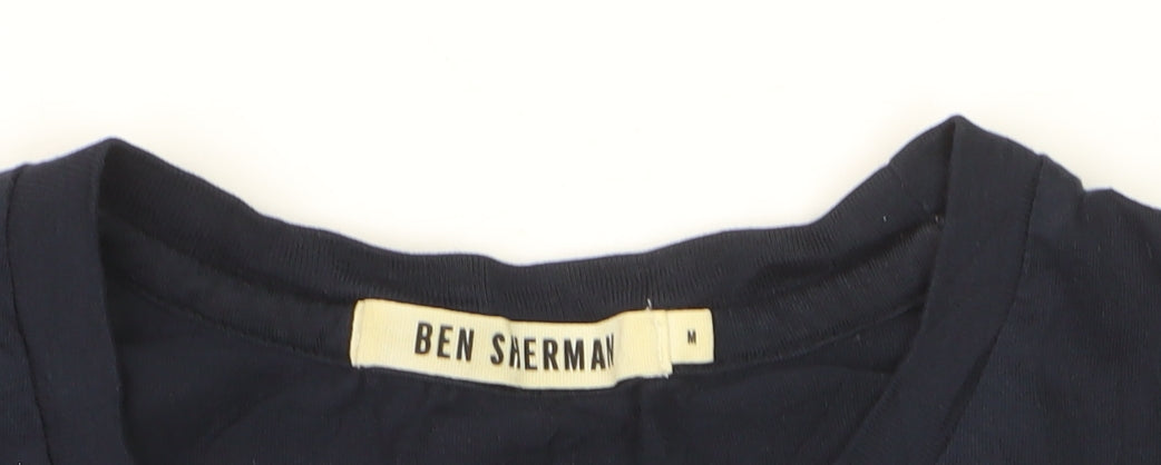 Ben Sherman Men's Navy Blue Cotton Crew Neck Short Sleeve T-Shirt Medium