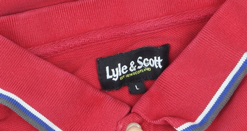 Lyle & Scott Men's Red Cotton Polo Shirt Size L Short Sleeve