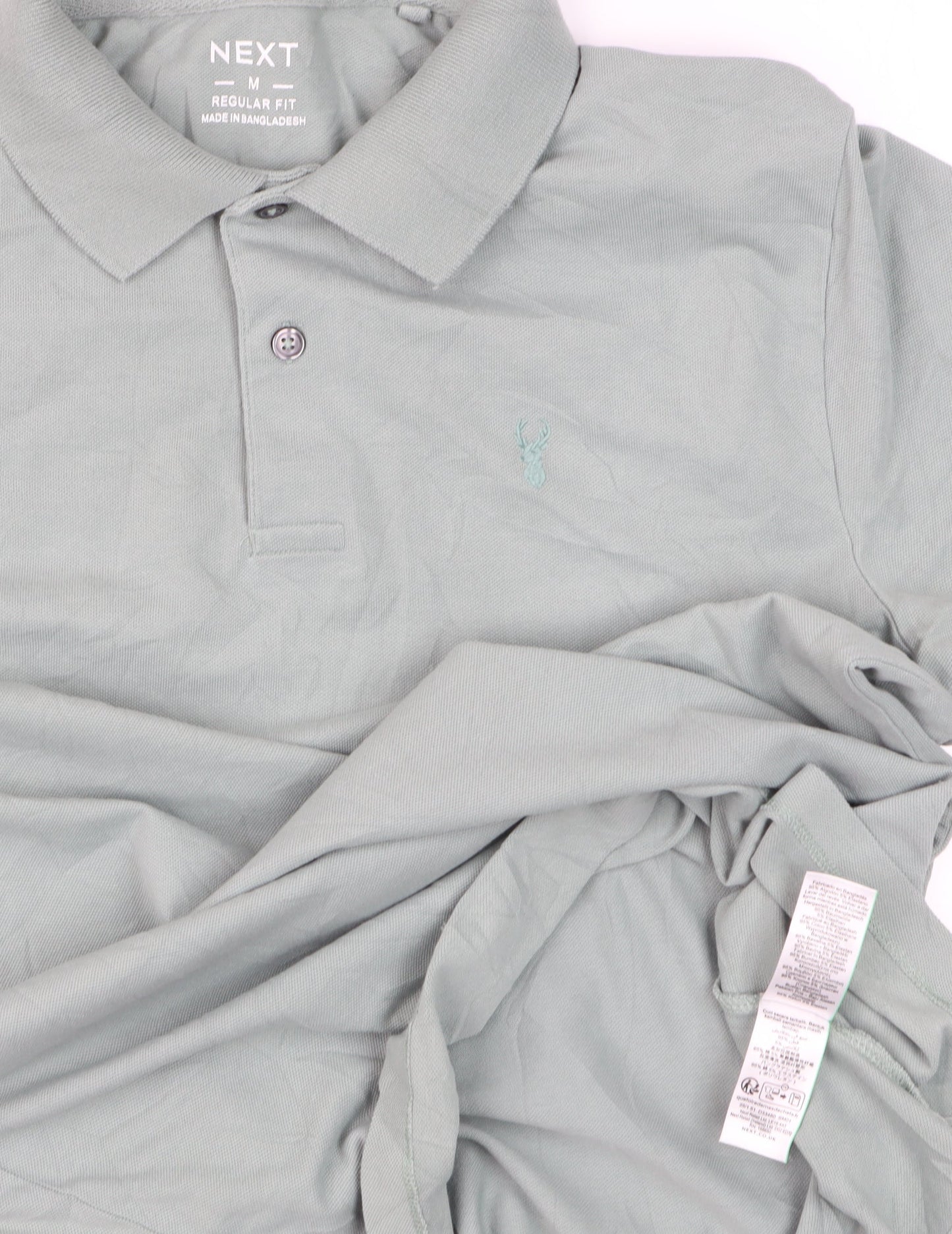 Next Mens Green Regular Fit Cotton Polo Shirt M