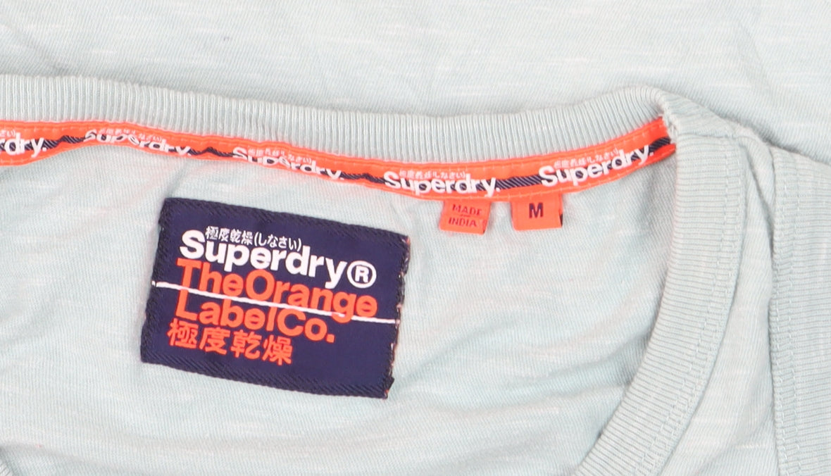 Superdry Men's Blue Tank Top M Lightweight Cotton Blend Gym Vest