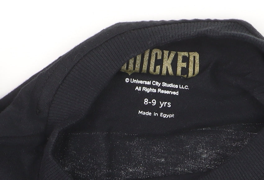 Wicked Girls Black Graphic T-Shirt 8-9 Years Classic Fit