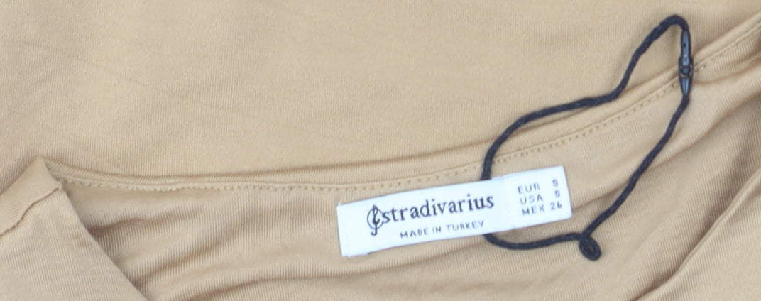 Stradivarius Women Beige Basic Sleeveless Tank Top S