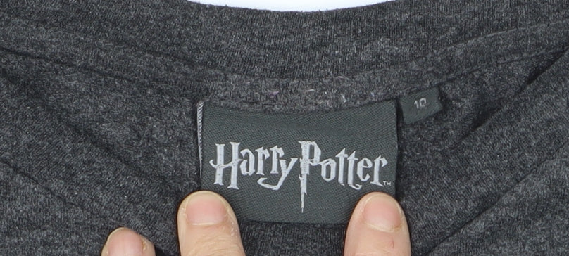 Harry Potter Girls Grey Hogwarts Crest Graphic T-Shirt Size 10