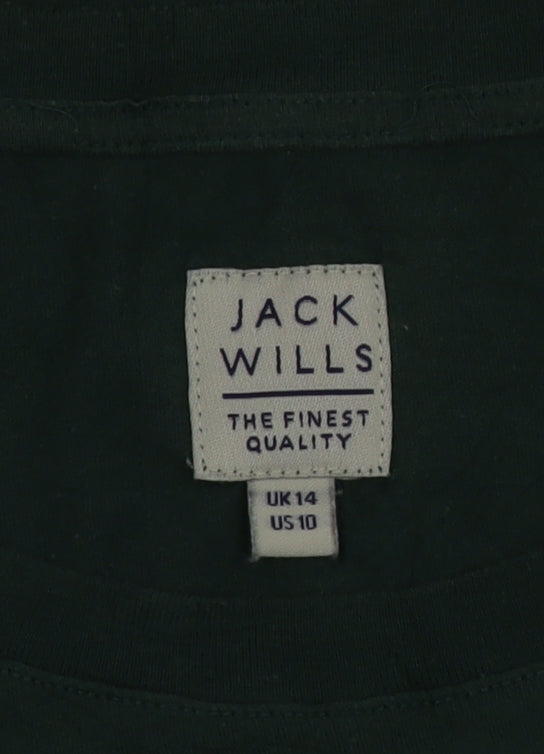 Jack Wills Women’s Green Cropped T-Shirt UK14 Cotton Modal