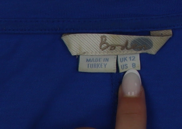 Boden Women Blue Size 12 Long Sleeve Basic Jersey Blouse