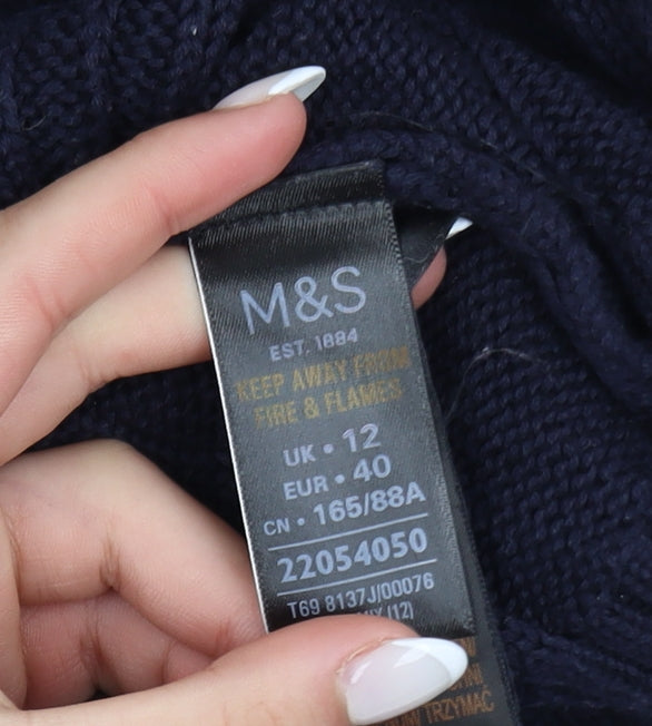 Marks & Spencer Womens Blue Cable-Knit Cotton Jumper UK 12