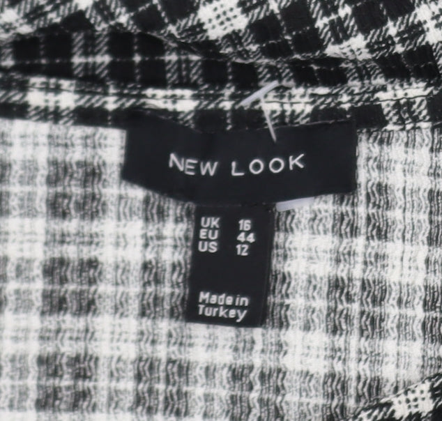 New Look Womens Black Checked Tunic Blouse UK 16