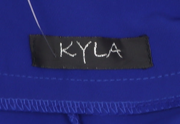 KYLA Womens Blue Wide-Leg Cropped Trousers M