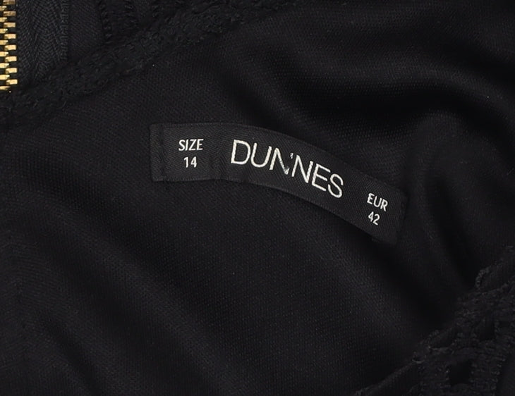 Dunnes Women Black Lace Sheath Knee Length Dress Size 14