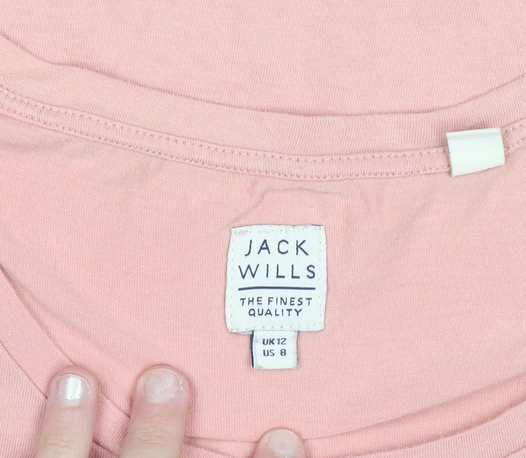 Jack Wills Women’s Pink Cotton Blend Short Sleeve T-Shirt UK 12