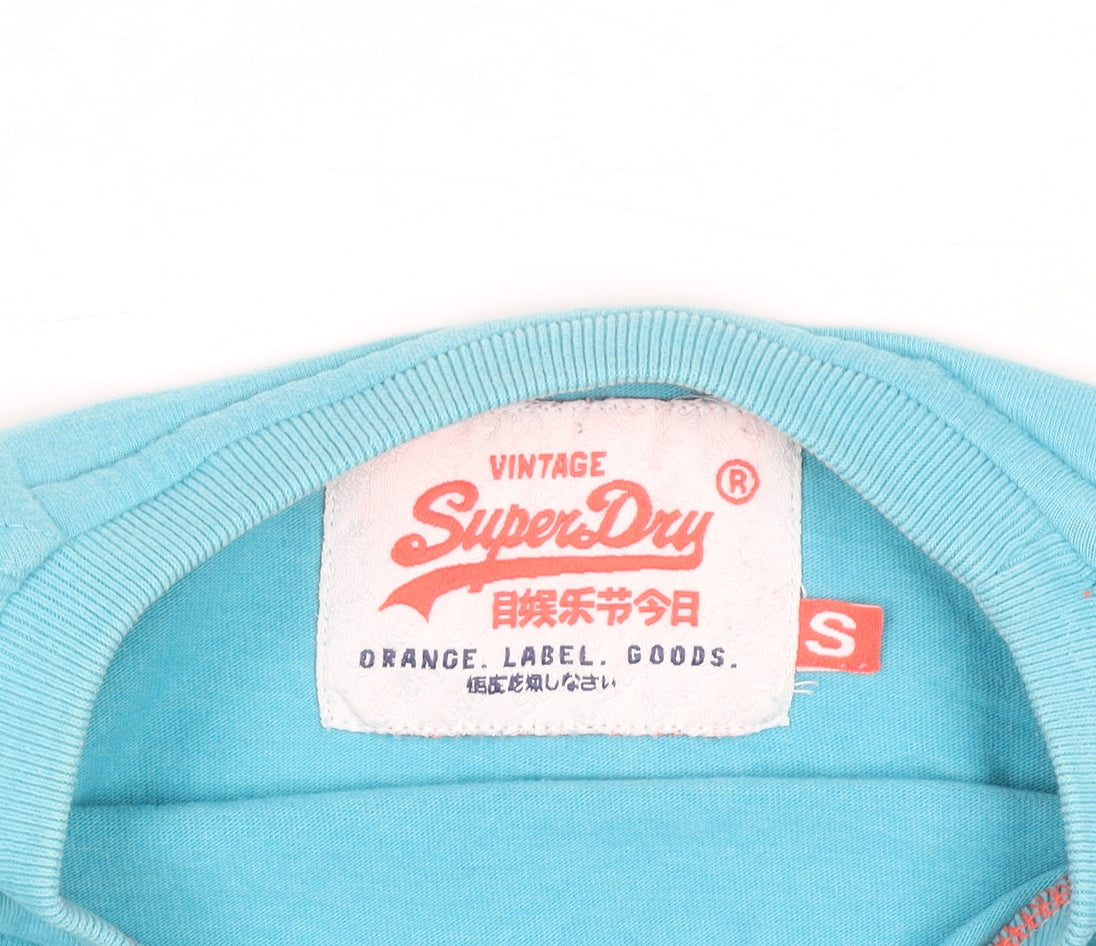 Superdry Men's Blue Short Sleeve Cotton Blend Crew Neck T-Shirt Size S