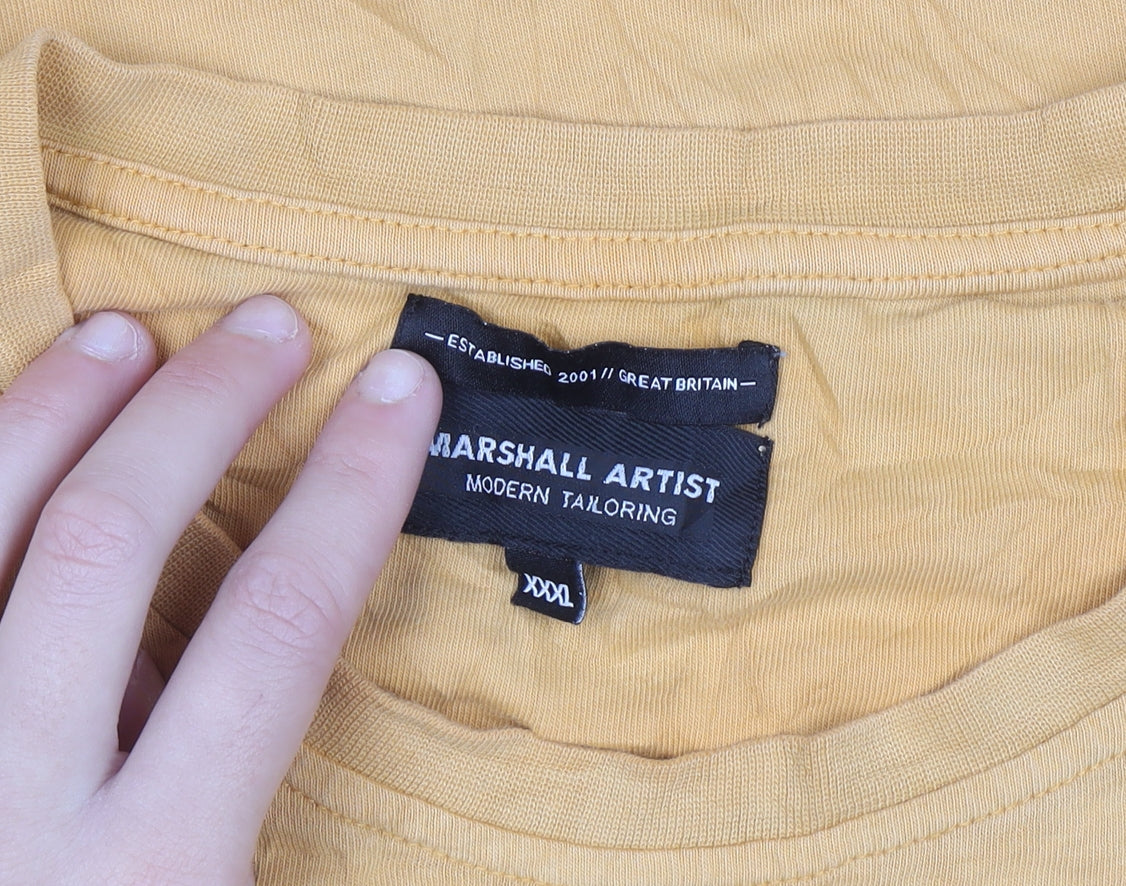 Marshall Artist Men's Yellow 3XL Crew Neck Cotton T-Shirt