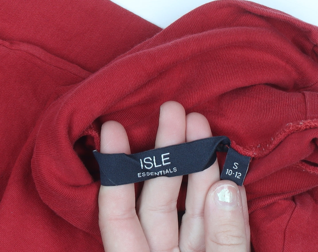 Isle Essentials Women's Red Roll Neck Long Sleeve Cotton Top Size S