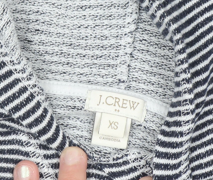 J.Crew Women’s Blue White Striped Cotton Pullover Hoodie XS