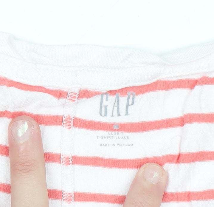GAP Women’s Pink Striped Rayon Tank Top Size M Sleeveless Summer Casual