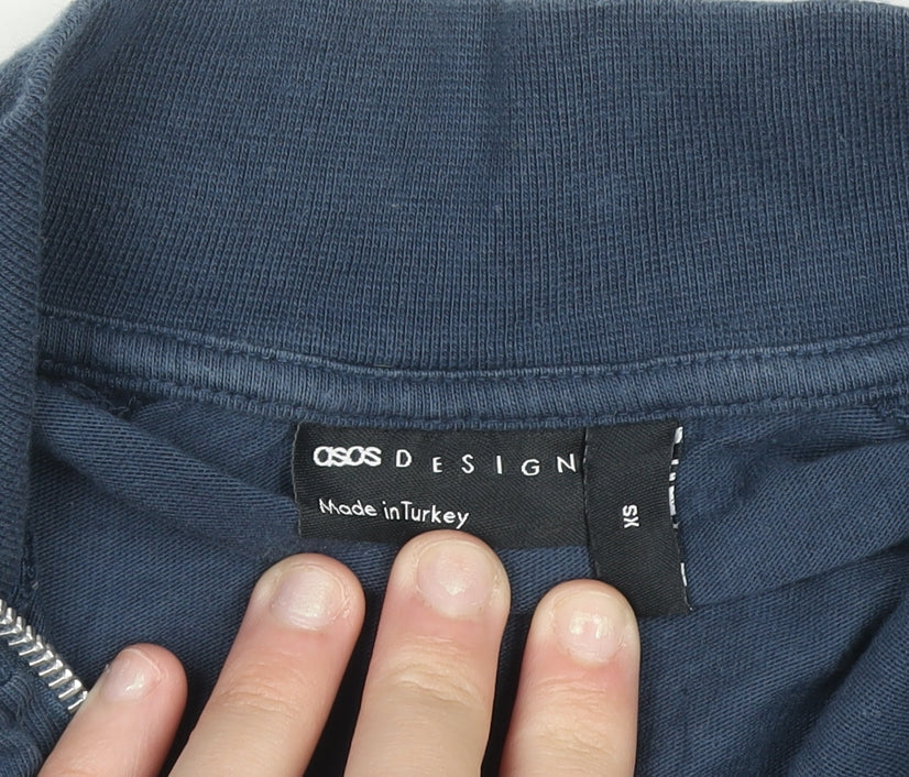 ASOS DESIGN Men's Blue XS 1/4 Zip Slim Fit Sweatshirt