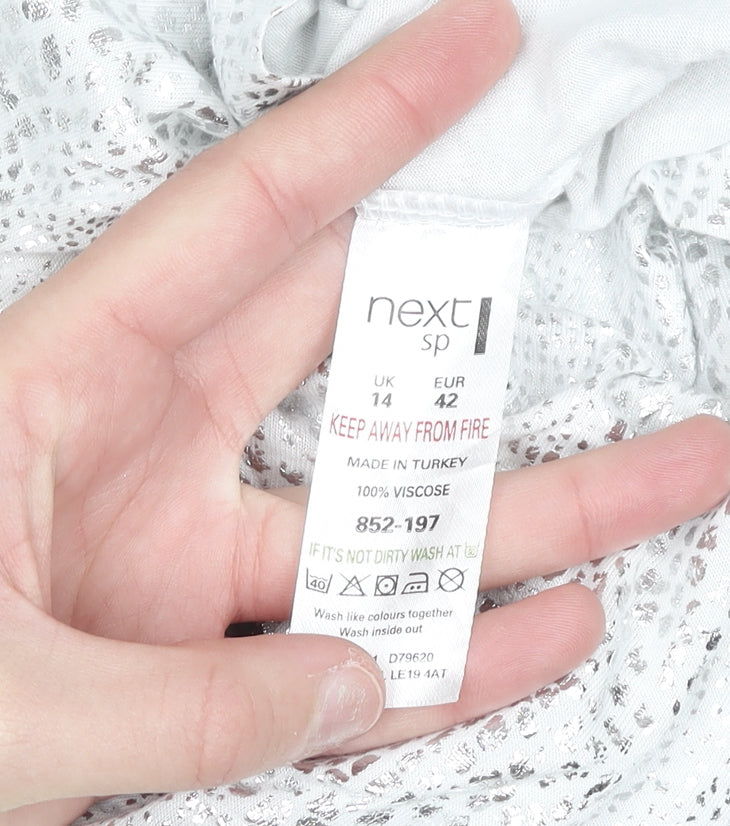 Next Women Silver Cowl Neck Camisole Blouse UK 14 Party Top