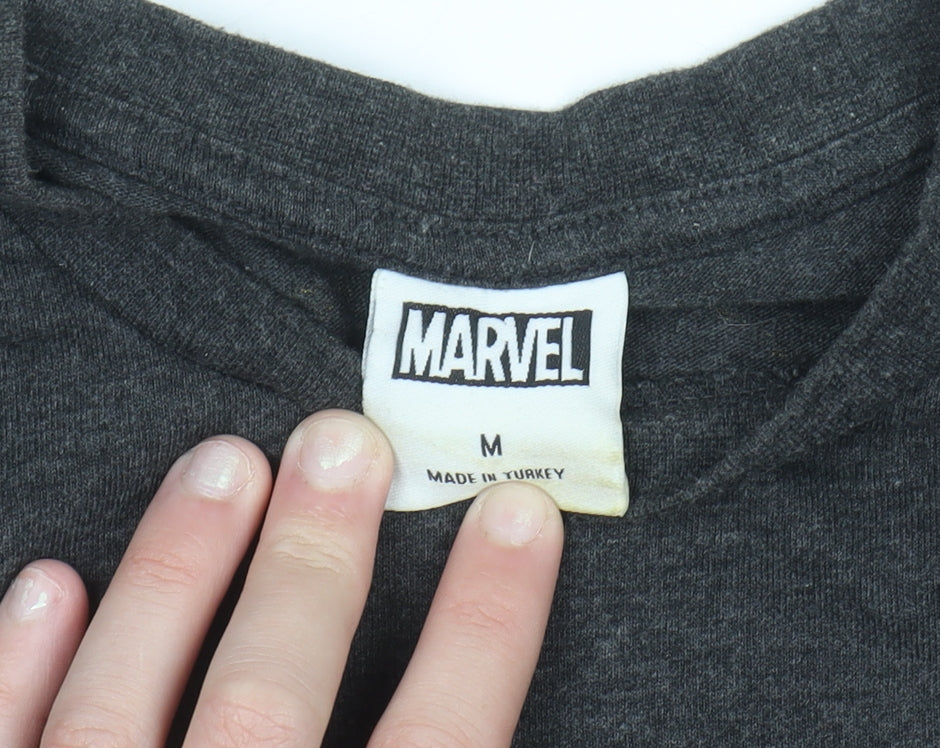Marvel Men's Grey Black Panther T-Shirt M Graphic Print Crew Neck