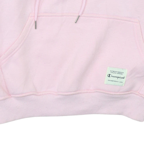 Champion Women Pink Pullover Hoodie L Logo Graphic Cotton Blend