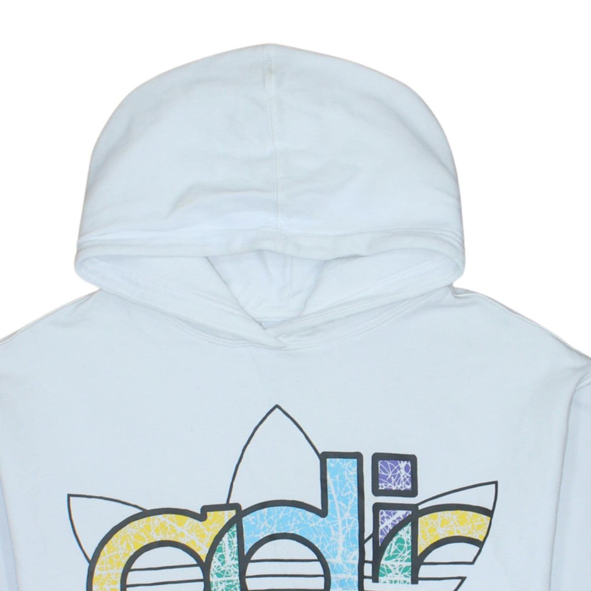 Adidas Womens White Pullover Hoodie Medium Hooded Sweatshirt with Logo Print