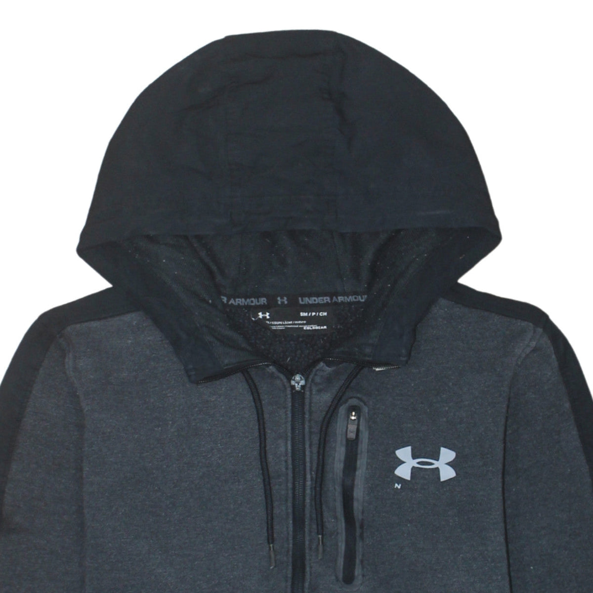 Under Armour Men's Grey Full Zip Hoodie Size S Relaxed Fit Fleece
