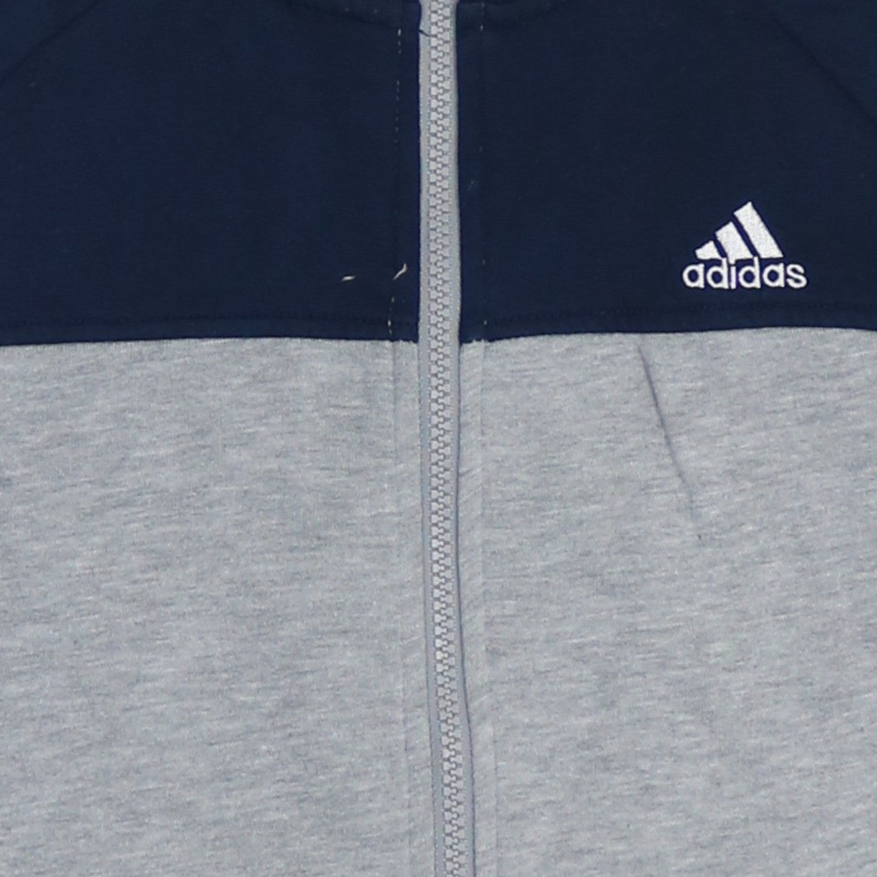 Adidas Boys Grey & Navy Full Zip Hoodie 11-12 Years Cotton Blend Sportswear
