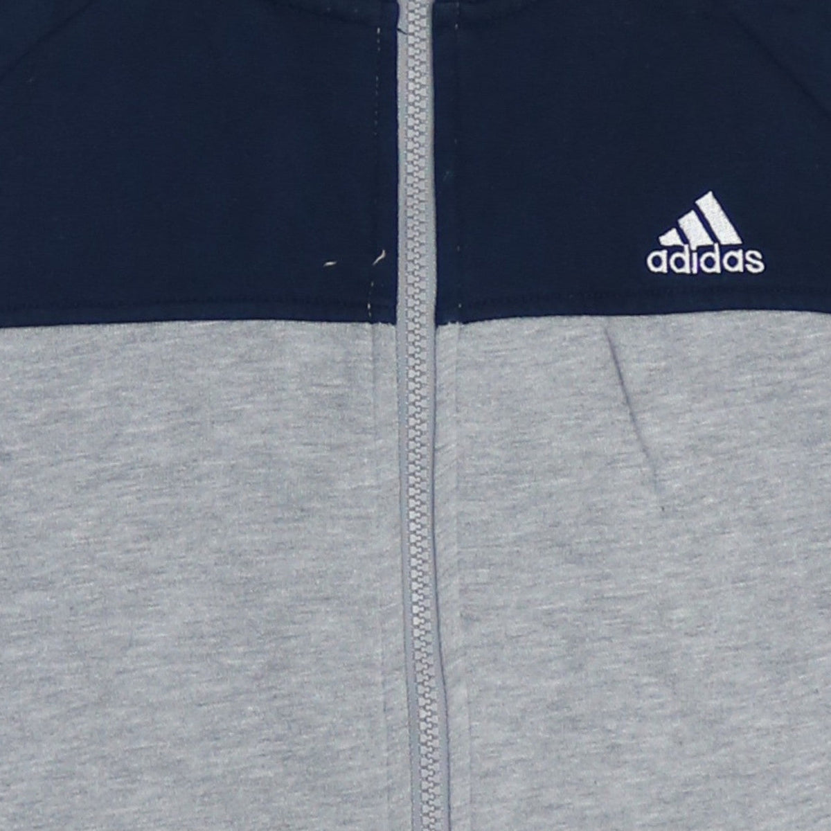 Adidas Boys Grey & Navy Full Zip Hoodie 11-12 Years Cotton Blend Sportswear