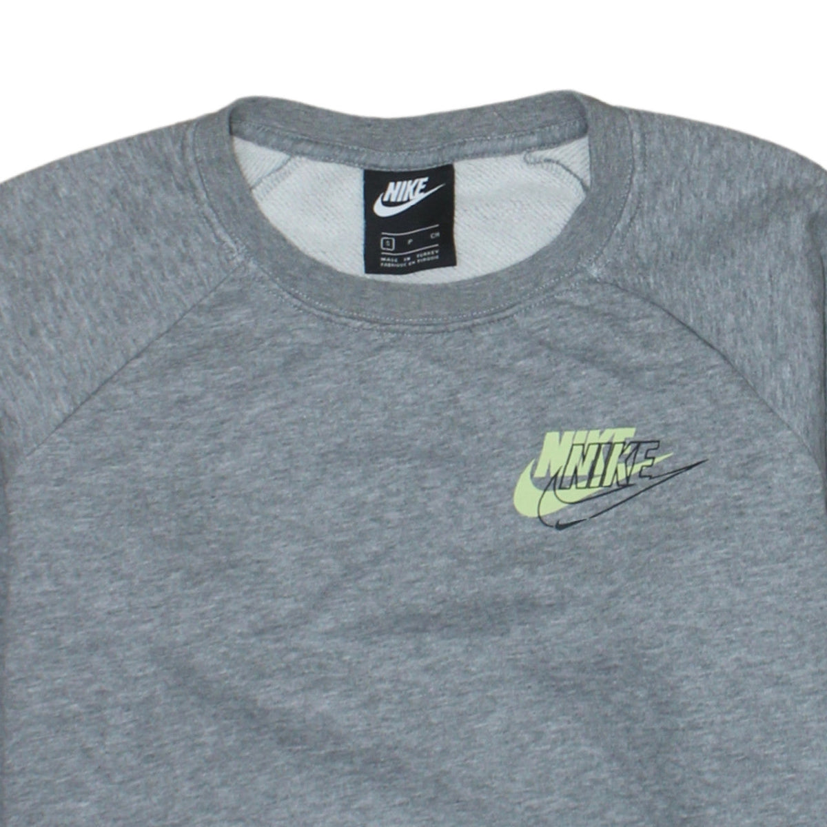 Nike Womens Grey Small Crew Neck Logo Pullover Sweatshirt