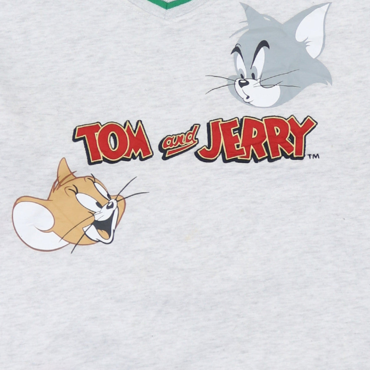 Tom and Jerry Women Grey Cartoon Sweatshirt Size S V-Neck Pullover