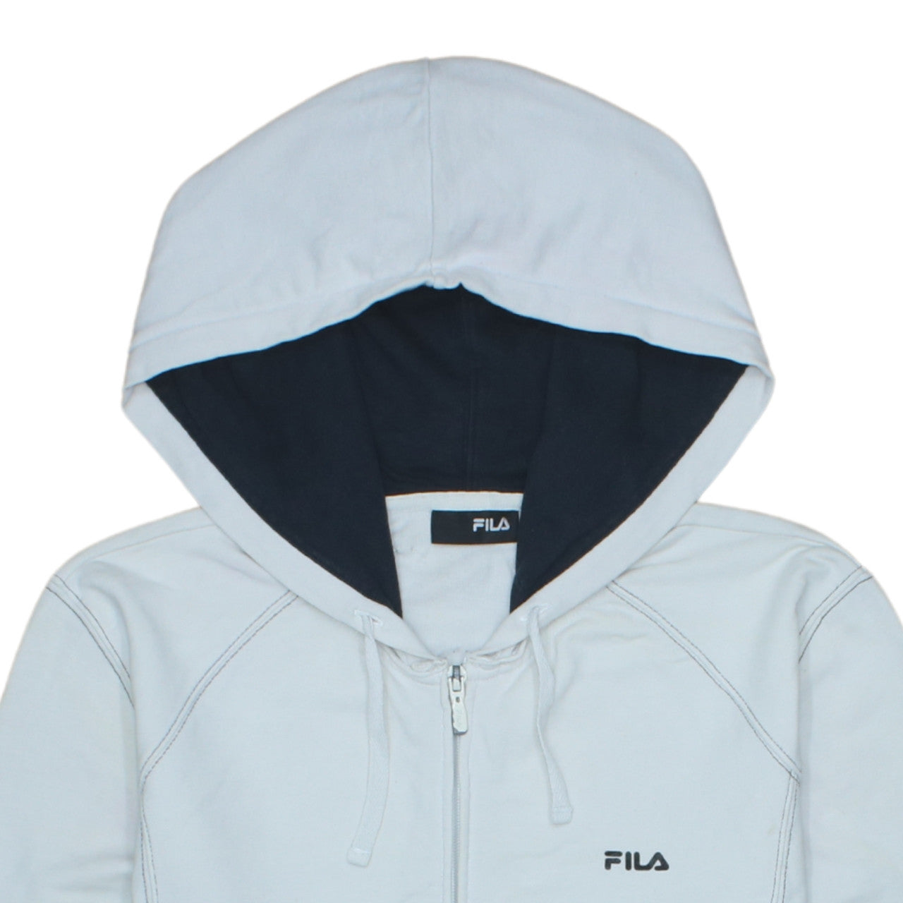 Fila Women's Light Blue Full Zip Hoodie Size L Cotton Blend