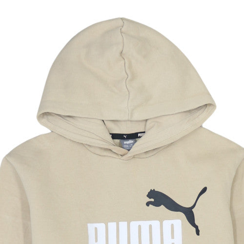 Puma Boys Beige Pullover Hoodie 15-16 Years Graphic Logo Cotton Blend