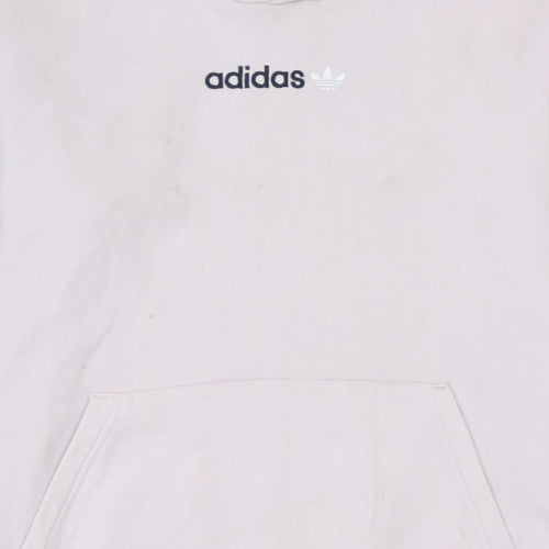 Adidas Womens Pink Hooded Pullover Sweatshirt Size XL Logo Print