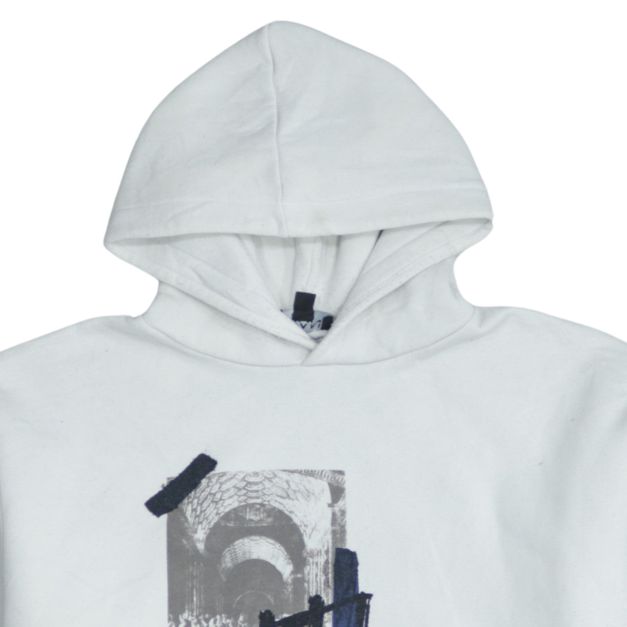 boohooMAN Mens White Graphic Print Pullover Hoodie L