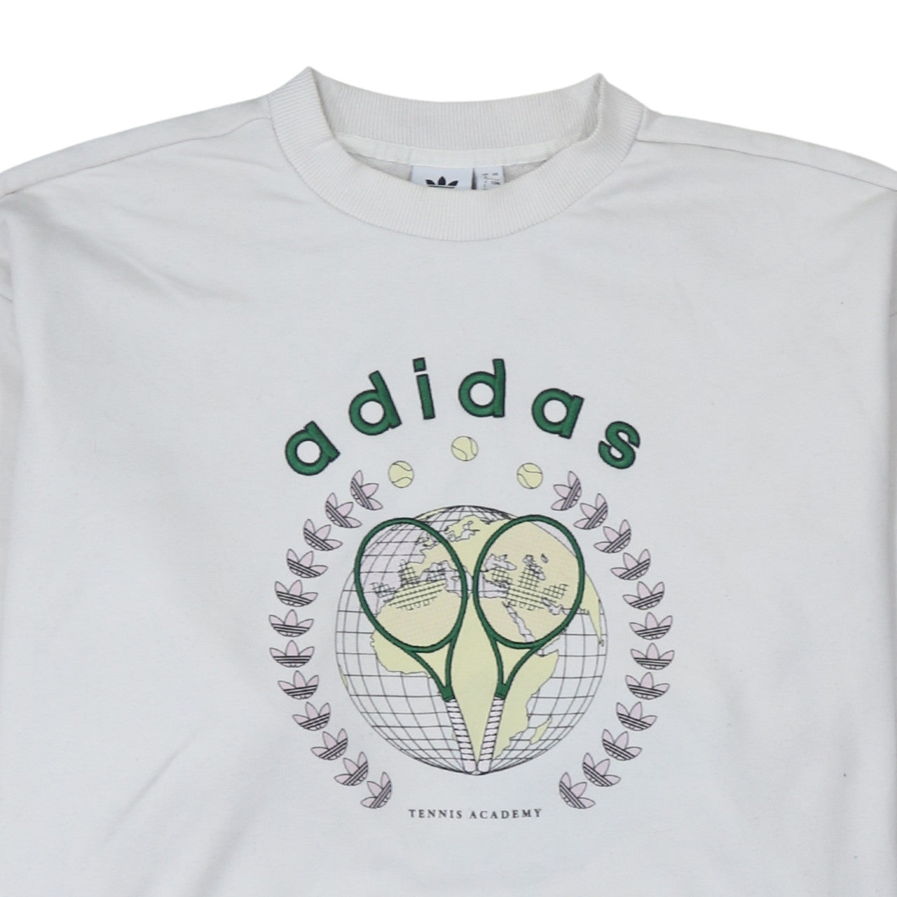 Adidas Womens White Tennis Academy Sweatshirt Size 8 Cotton Crew Neck